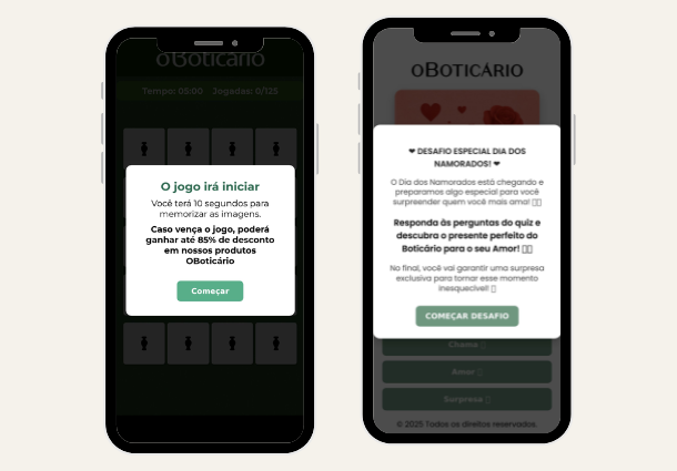 duas telas de celular com imagens de golpe.