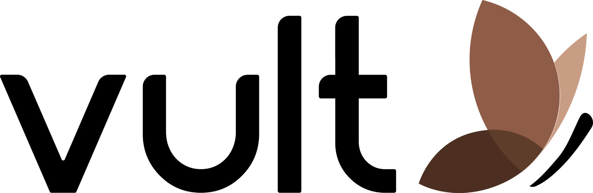 Logo Vult - com borboleta em tons de marrom