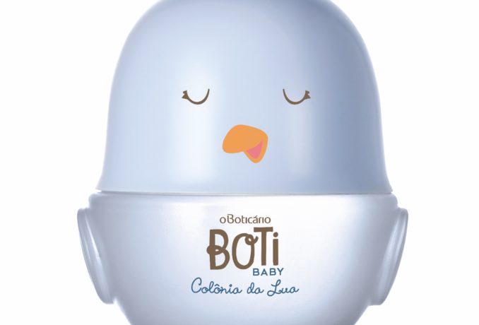 Linha Boti Baby Lua, de O Boticário. Frasco Azul em formato de pássaro