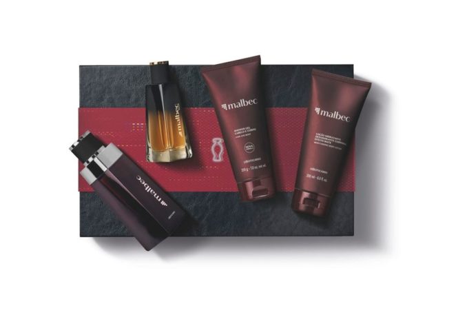 Kit Malbec Pais 2022 Malbec Des. Colônia 100ml Malbec Gold Des. Colônia 50ml Shower Gel 200g Loção Hidratante Corporal 200ml Caixa presente