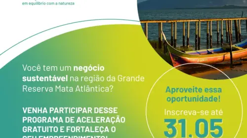 E logos da Fundação Grupo Boticário, Grande Reserva Mata Atlântica e Sebrae no final da imagem.