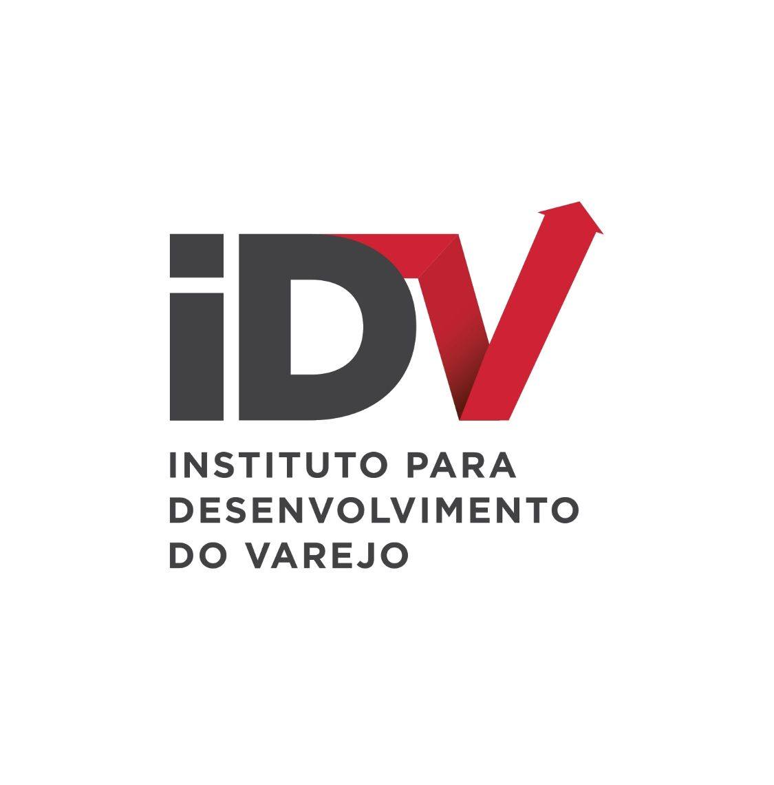 Na imagem, há a logomarca do IDV (Instituto para Desenvolvimento do Varejo) sobre fundo branco.