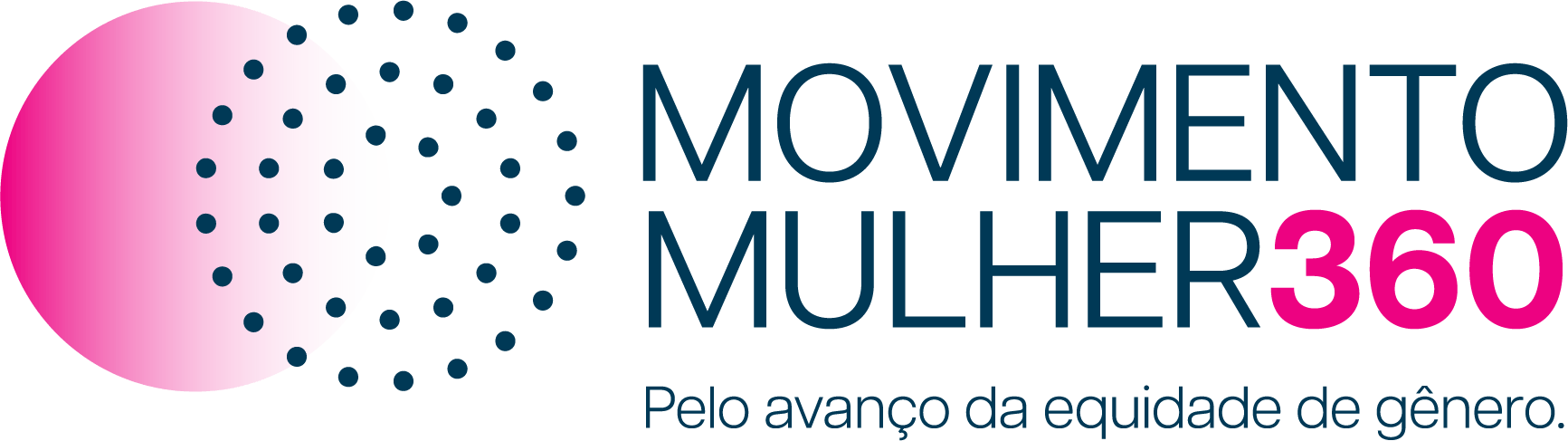 Na imagem, há a logomarca do Movimento Mulher 360 e o slogan “Pelo avanço da equidade de gênero”.